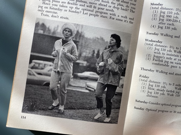 A page from Bill Bowerman's book 'Jogging' showing people jogging in 1967